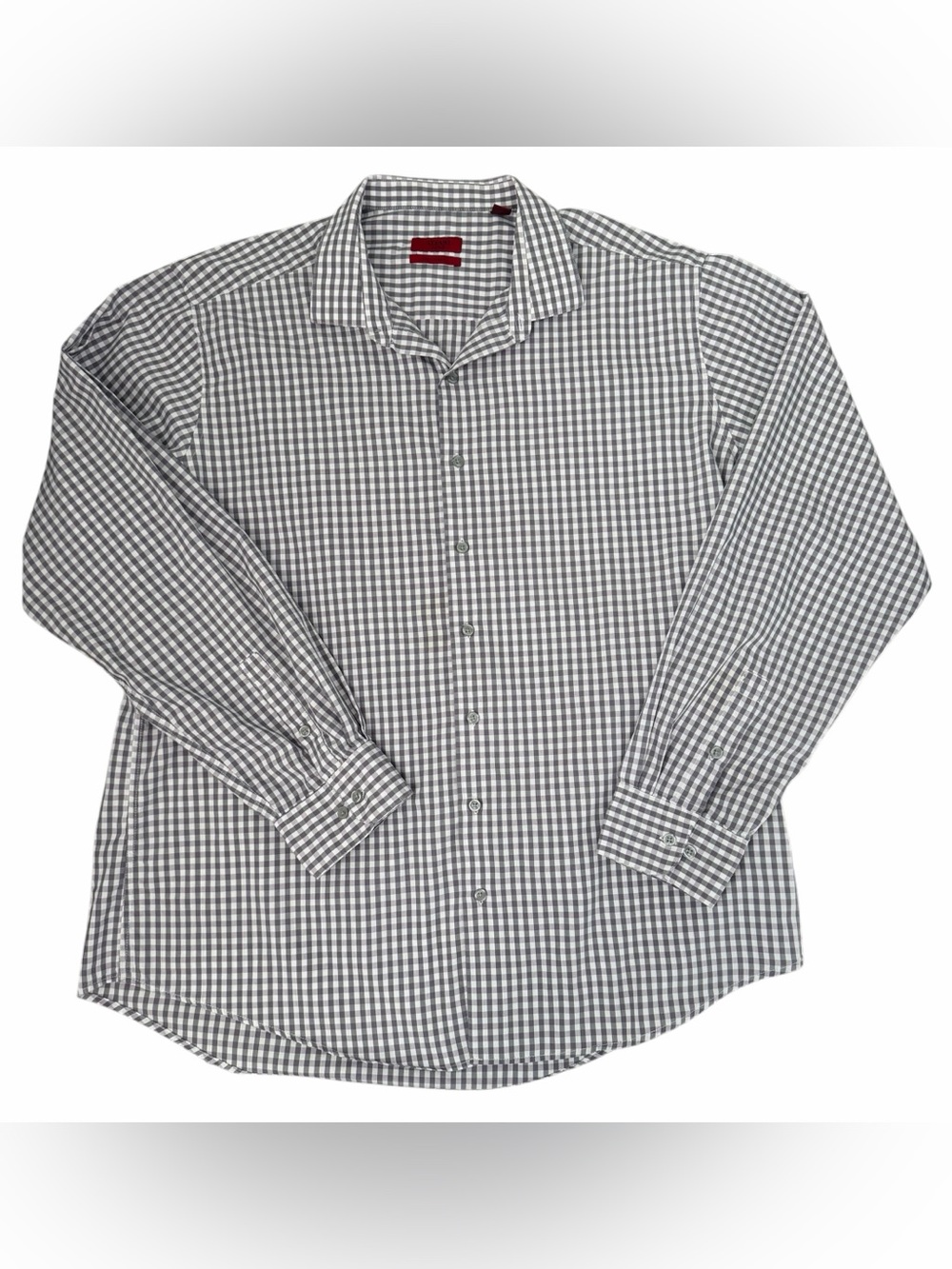 Alfani Fitted Performance Dress Shirt 17-17.5 36/37 XL Lavender Plaid Easy Care